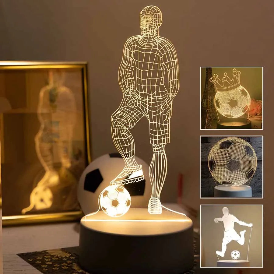 3D Football Player LED Night Light